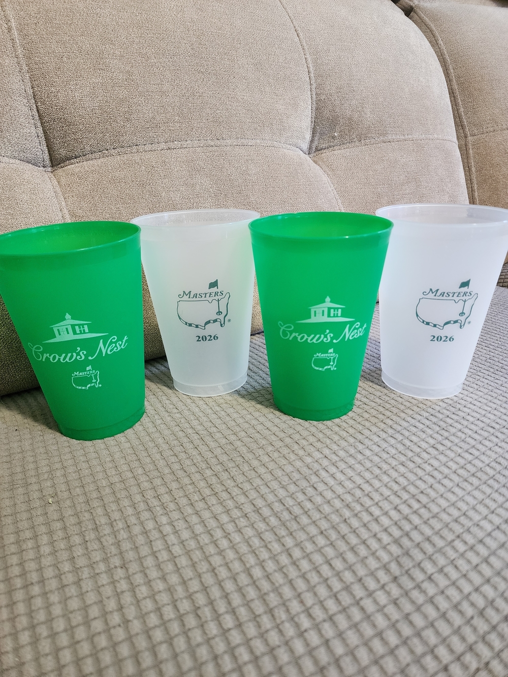 Masters Green and Frosted Crow's Nest 2026 Plastic Cups (Set of 4)